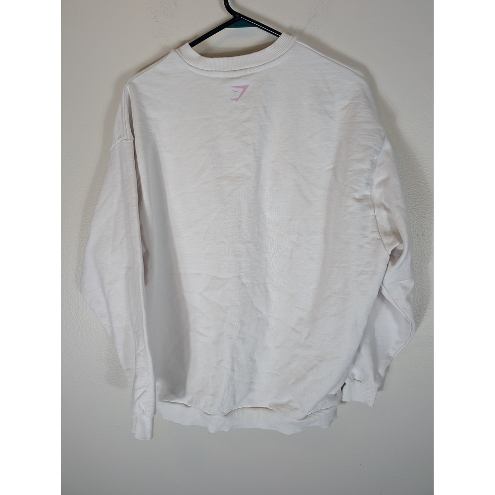 Gymshark Lifting Baddie Women's Medium Sweatshirt White Graphic Crew Pullover - Picture 7 of 10